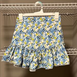 Chic Floral Mini Skirt in Blue and Yellow